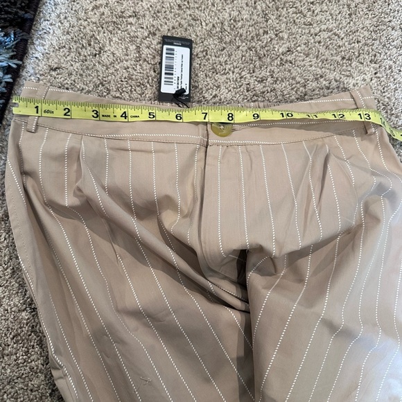 PrettyLittleThings Stone Poplin Pinstripe Tailored Wide Leg Pants- Size 6 - Picture 3 of 4